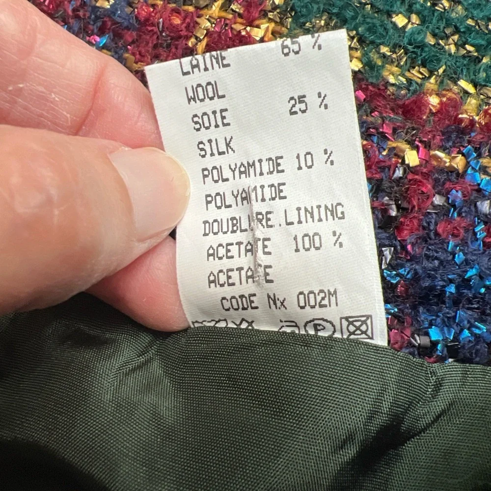 Vintage Terry Made in‎ France Plaid With Metallic Gold Tweed Pencil Skirt - Picture 6 of 6